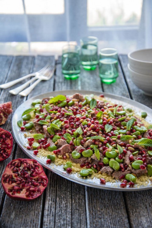 Healthy Easter Brunch - Lamb with Pomegranate, Mint & Broad Beans