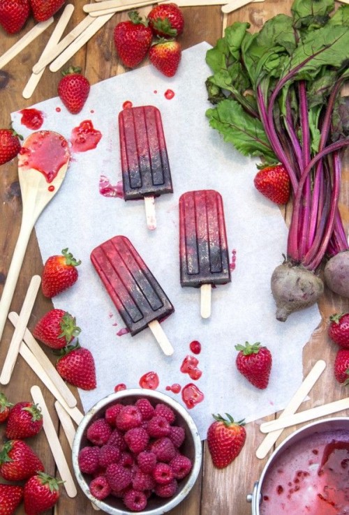 10 Healthy Popsicles | Beet & Berries Popsicles from Cooking Stoned