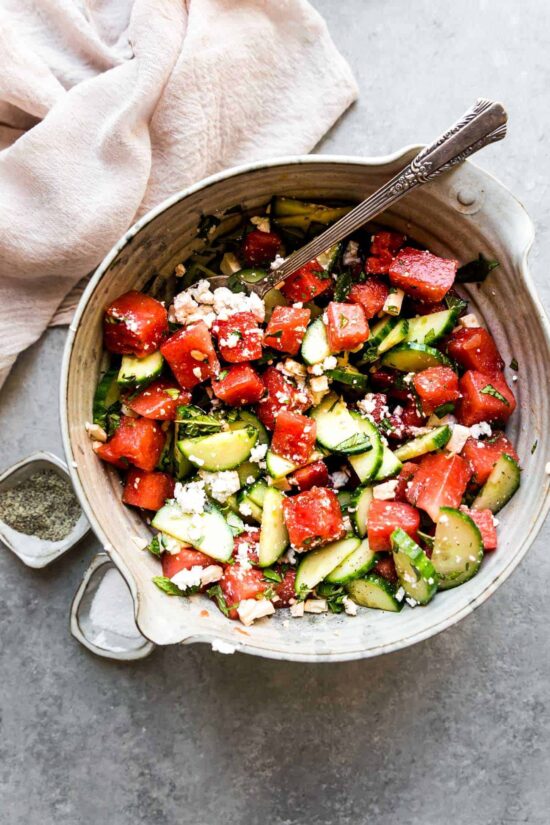 Best Breakfast Salads: Watermelon Basil Salad with Feta from The Movement Menu | The Health Sessions