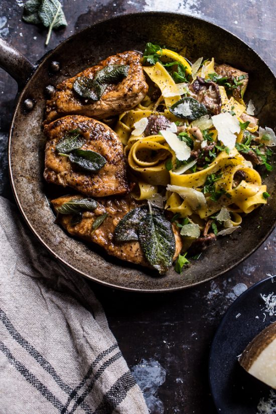 Your Favourite Fall Produce: Browned Sage Butter Chicken Piccata with Mushroom Pasta from Half Baked Harvest | The Health Sessions