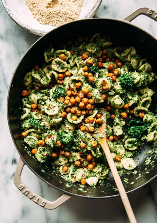 Winter Cabbages Recipes: Broccoli Rabe Chive Pesto Orecchiette from The First Mess | The Health Sessions