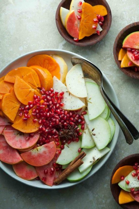 12 Better-for-You Christmas Treats: Holiday Fruit Salad with Spiced Vanilla Syrup from Gourmande in the Kitchen | The Health Sessions