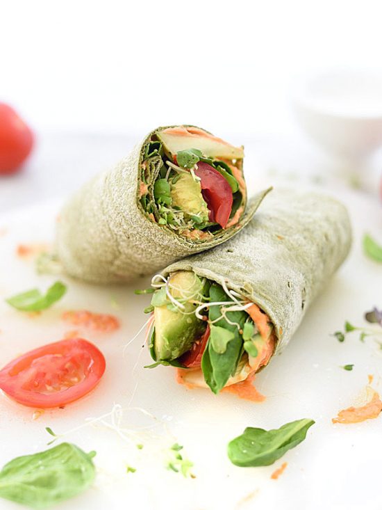 Eat Vegetables with Every Meal: Hummus Veggie Wrap from Foodiecrush | The Health Sessions