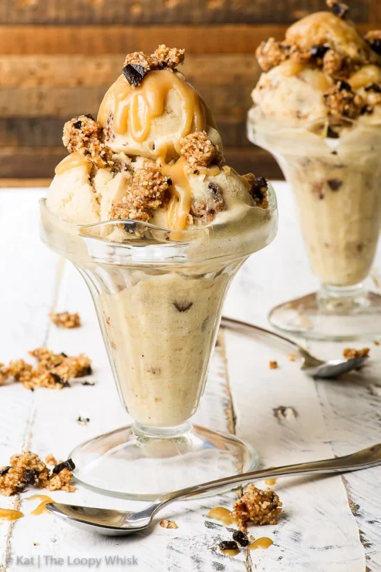 Healthy Movie Night Snacks: Healthy Salted Caramel Cookie Dough Sundae from The Loopy Whisk | The Health Sessions