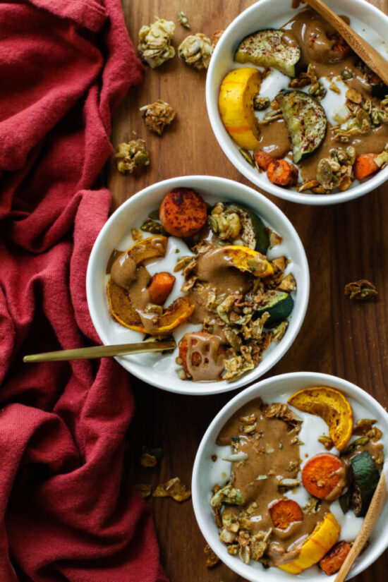 Savory Yogurt: Savory Yogurt Bowls with Cinnamon Roasted Veggies from Flora & Vino | The Health Sessions