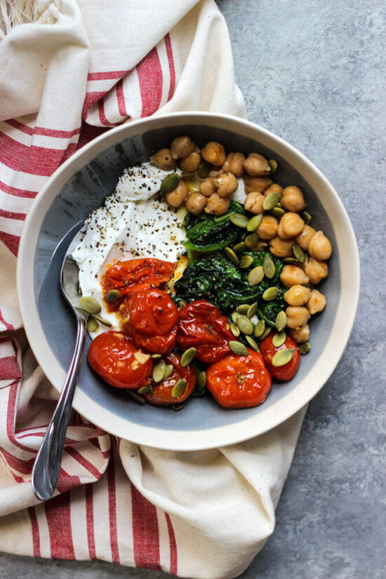 Savory Yogurt: Roasted Tomato and Spinach Yogurt Bowl from Dietician Debbie | The Health Sessions