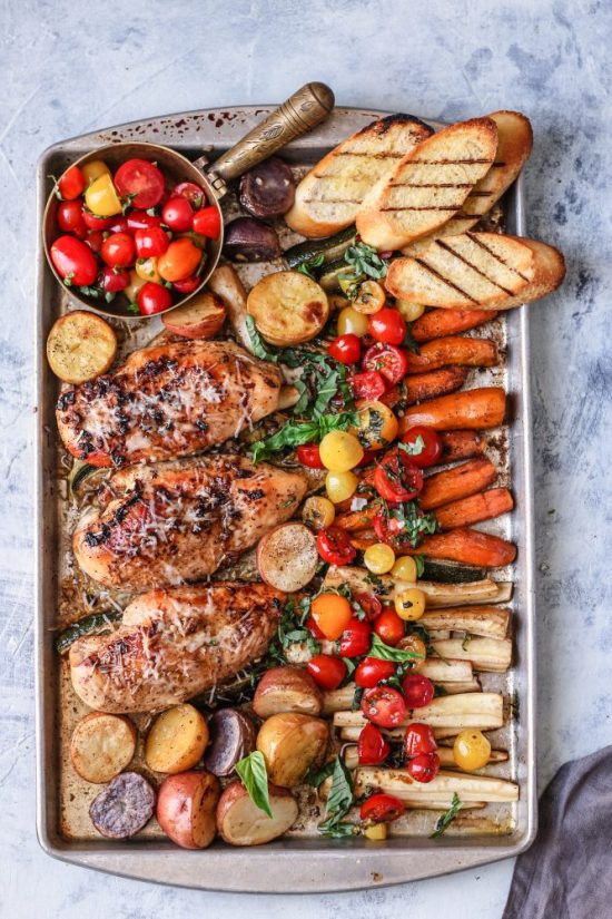 Shared Meals: Sheet Pan Bruschetta Chicken with Veggies from Food Fashion Party | The Health Sessions