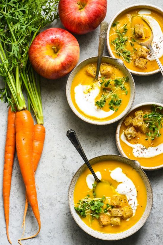 Healthy Slow Cooker Recipes: Carrot and Apple Soup with Za'atar Croutons from Foxes Love Lemons | The Health Sessions