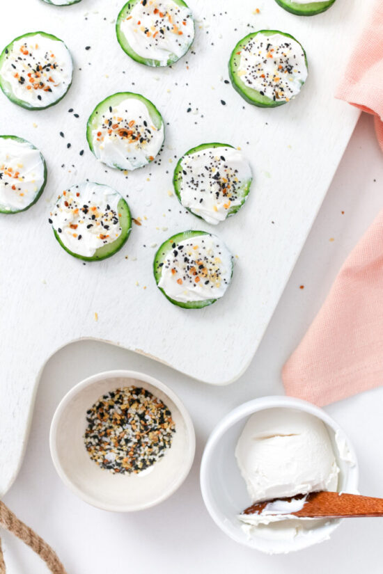 Healthy Snacks: Cucumber Bagel Bites from Healthnut Nutrition | The Health Sessions