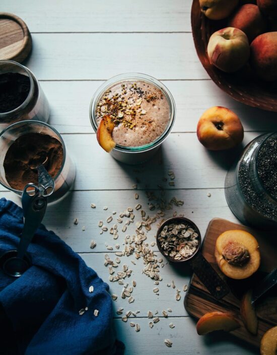 Healthy Stone Fruit Recipes: Vegan Peach Crumble Shake from The First Mess | The Health Sessions