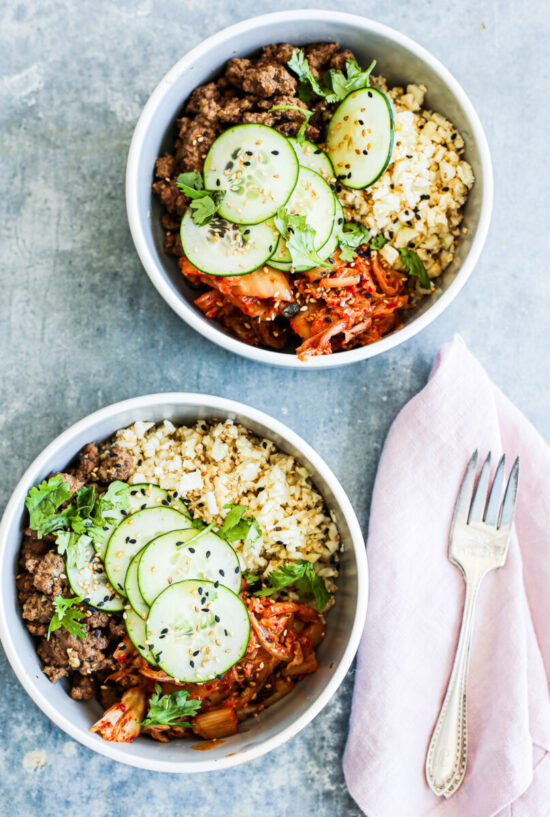 Winter Cabbages Recipes: Korean-Inspired Ground Beef and Kimchi Bowls from The Defined Dish | The Health Sessions