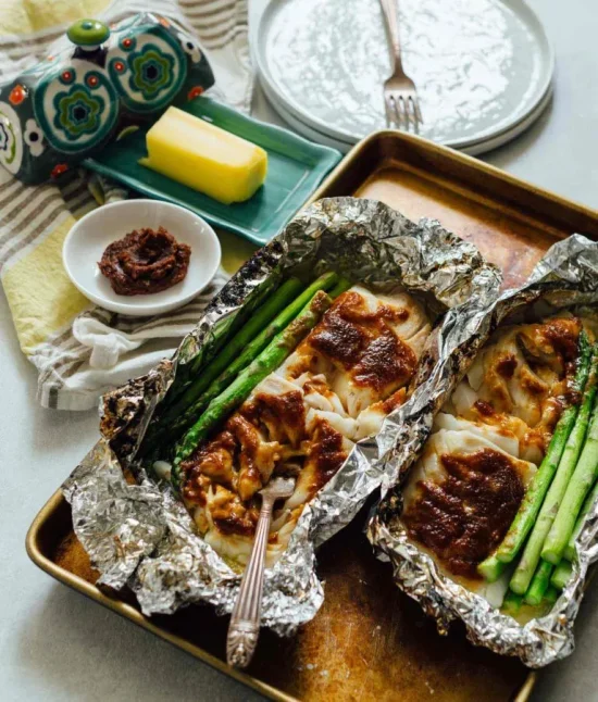 Foil Packet Recipes: Miso Butter Cod Foil Packets from Table For Two | The Health Sessions