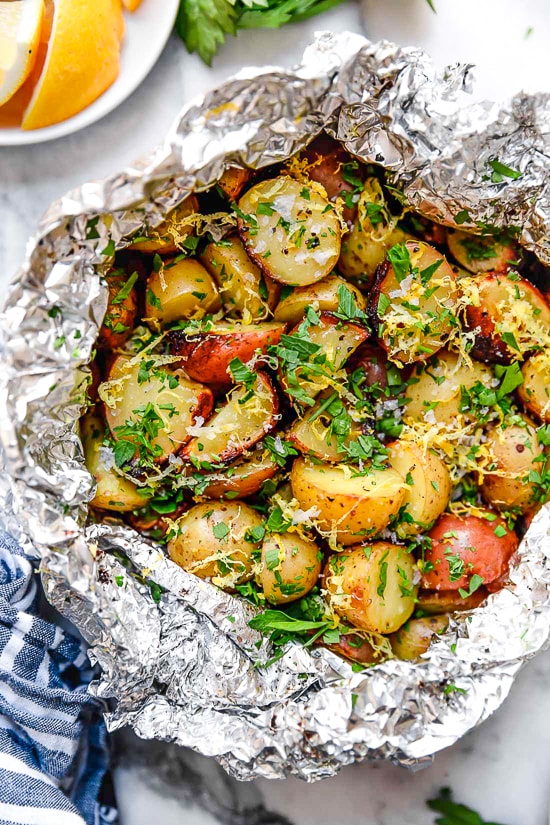 Foil Packet Recipes: Lemon Parsley Potatoes in Foil from Skinny Taste | The Health Sessions