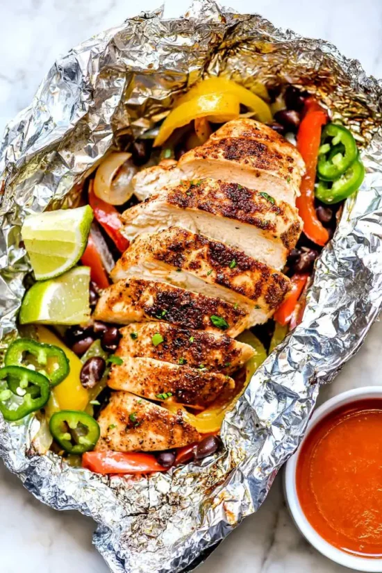 Foil Packet Recipes: Chicken Fajita Foil Packet Dinner from FoodieCrush | The Health Sessions