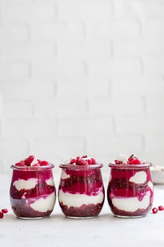 Make-Ahead Meals: Raspberry Pomegranate Chia Pudding Parfait from Choosing Chia | The Health Sessions