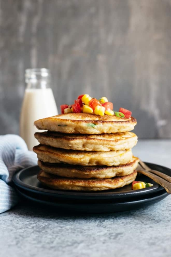 Savory Breakfast Recipes: Savory Pancakes with Corn and Scallion | The Health Sessions