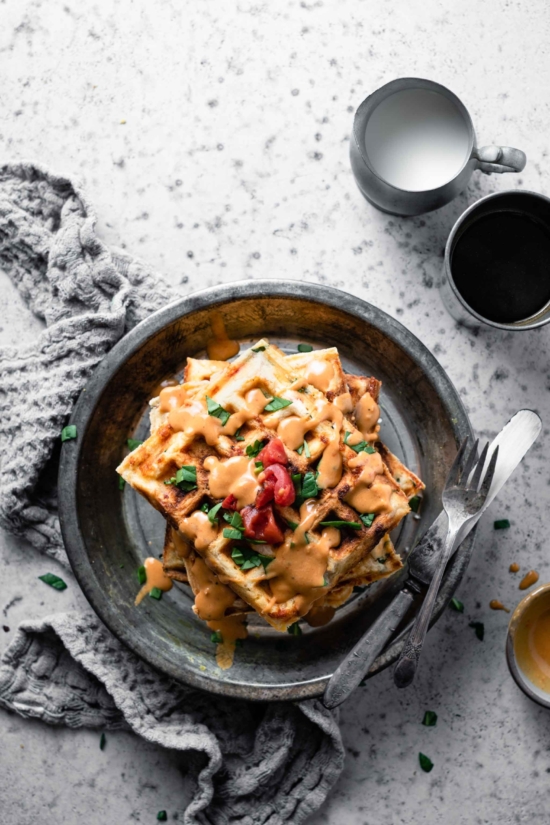 Savory Breakfast Recipes: Spinach Tomato Waffles from Two Cups Flour | The Health Sessions