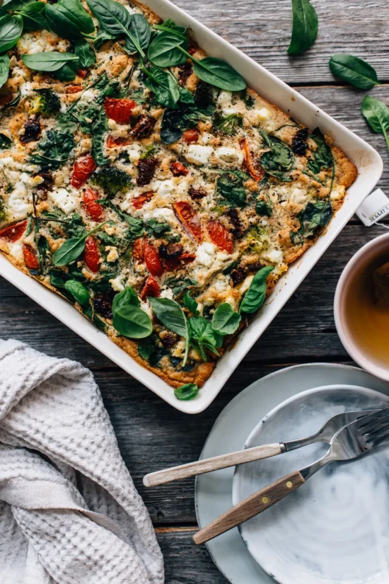 Savory Breakfast Recipes: Savory Oven Pancake with Greens and Feta from Tuulia | The Health Sessions