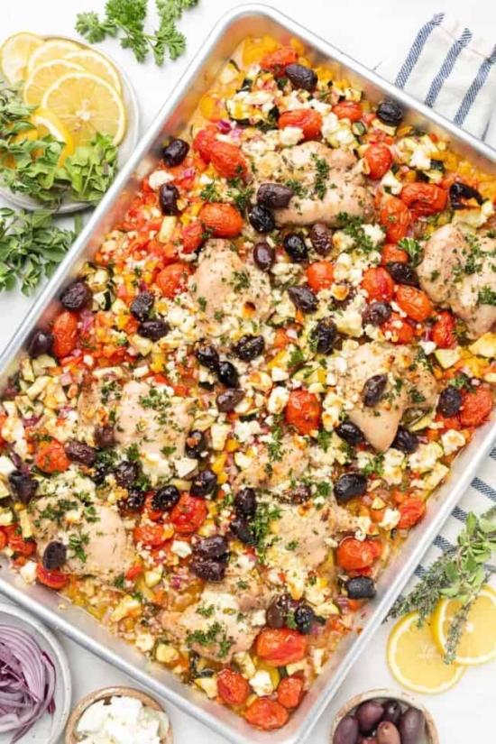 Sheet Pan Dinners: Greek Chicken Thighs from Erin Lives Whole | The Health Sessions