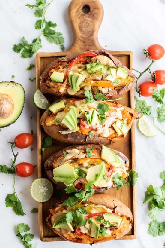 Best Baked Potato Recipes: Chicken Fajita Twice Baked Sweet Potatoes from Sunkissed Kitchen | The Health Sessions