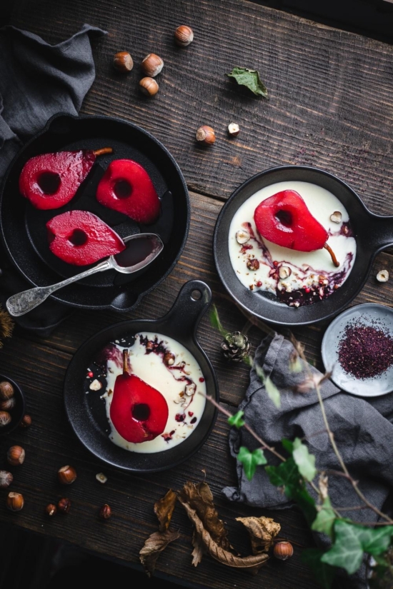 Winter Fruit Desserts: Hibiscus Poached Pears from Use Your Noodles | The Health Sessions