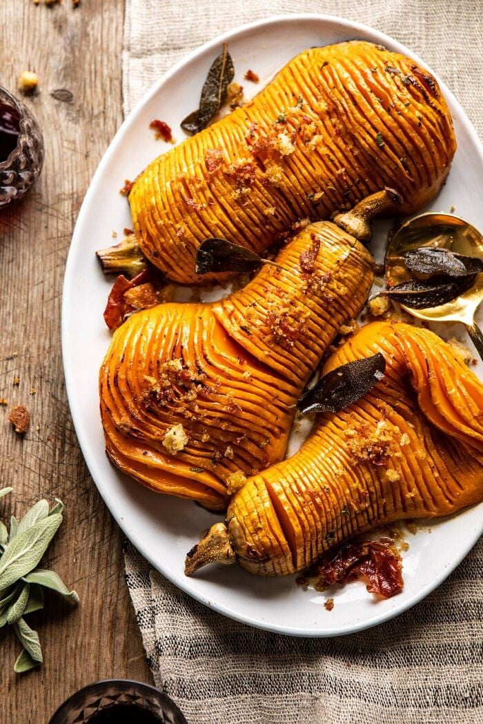 Healthy Side Dishes: Hasselback Butternut Squash from Half Baked Harvest | The Health Sessions