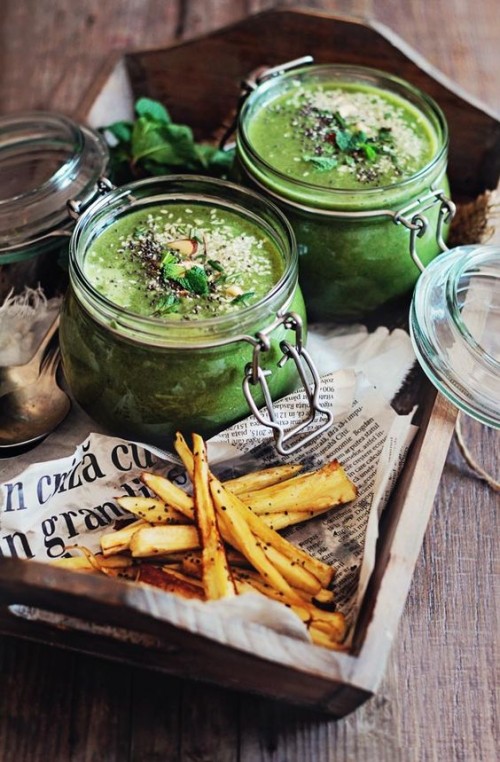 How to Enjoy More Spring Vegetables Every Day: Spring Greens Soup with Baked Parsnip Fries from The Awesome Green | The Health Sessions