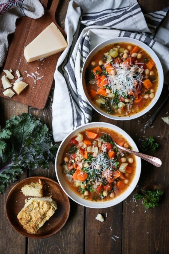 9 Meal-Worthy Soups: Rustic Minestrone Soup with Rice and Kale from The Roasted Root | The Health Sessions