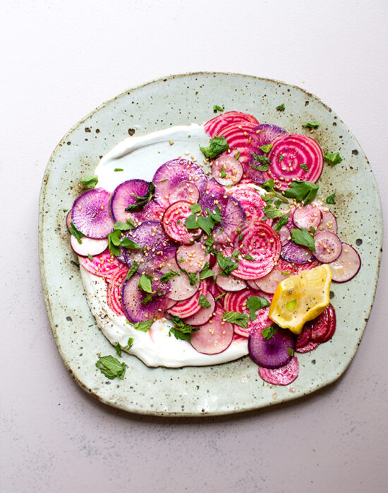 Savory Yogurt: Beet & Radish Carpaccio with Preserved Lemon Coconut Yogurt from What's Cooking Good-Looking | The Health Sessions