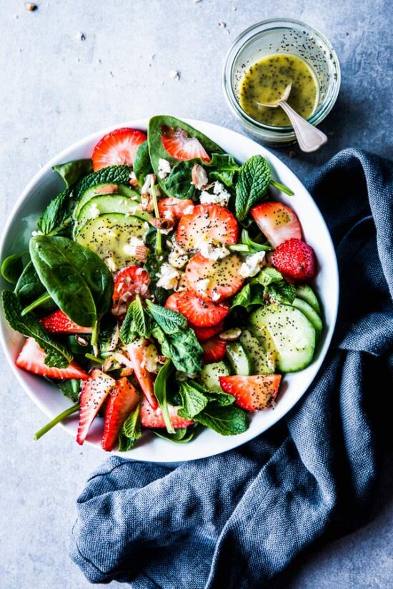 Summer Salads: Strawberry Spinach Salad with Poppy Seed Dressing from Savory Nothings | The Health Sessions